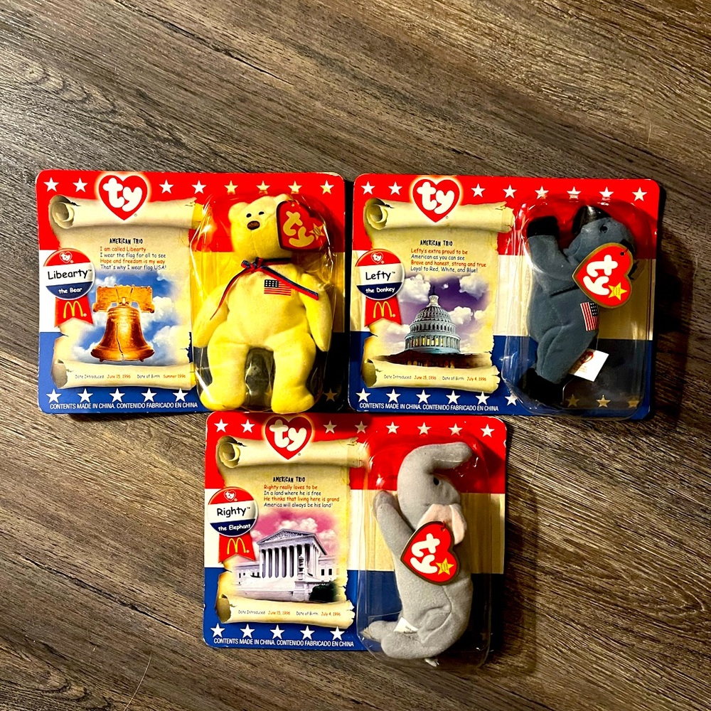 McDonald’s Beanie Babies Righty, Lefty and Libearty